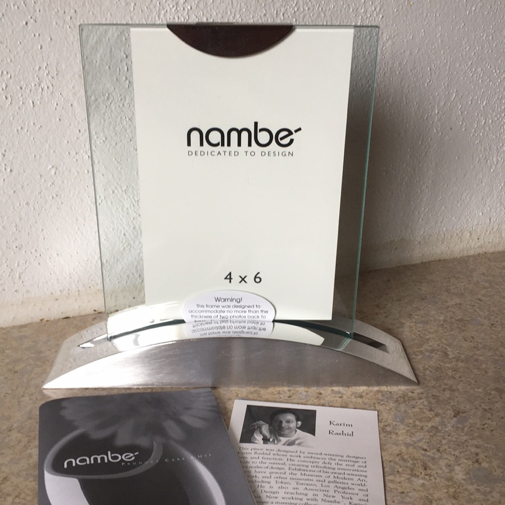 NWT 4” x 6” Nambe Glass and Metal Frame